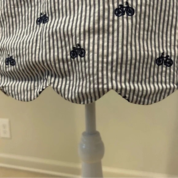 Cynthia Rowley Striped Seersucker Bicycle Bike Embroidered Print Dress Size 6 - Picture 4 of 7